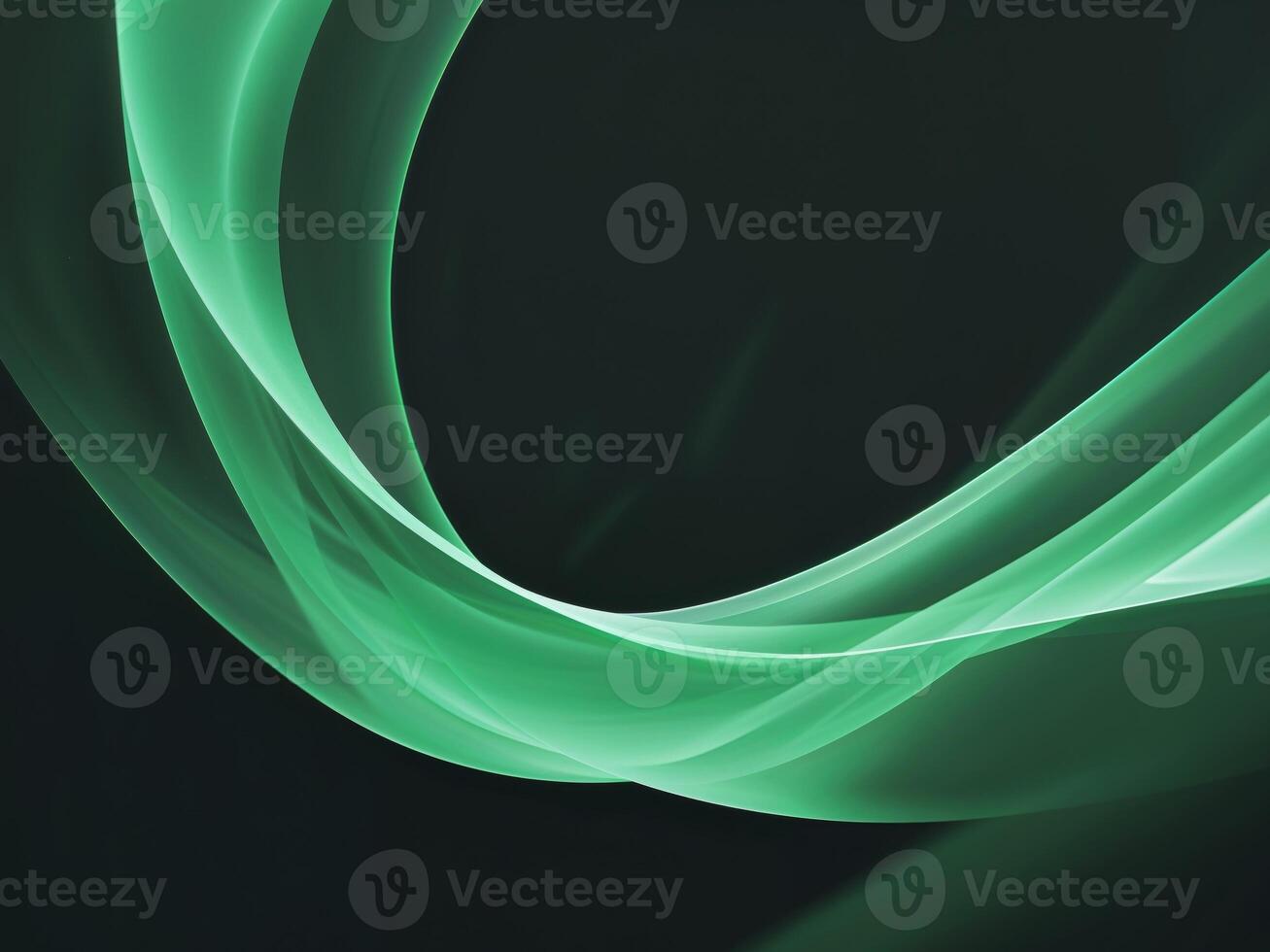 Abstract green curve flowing through space photo