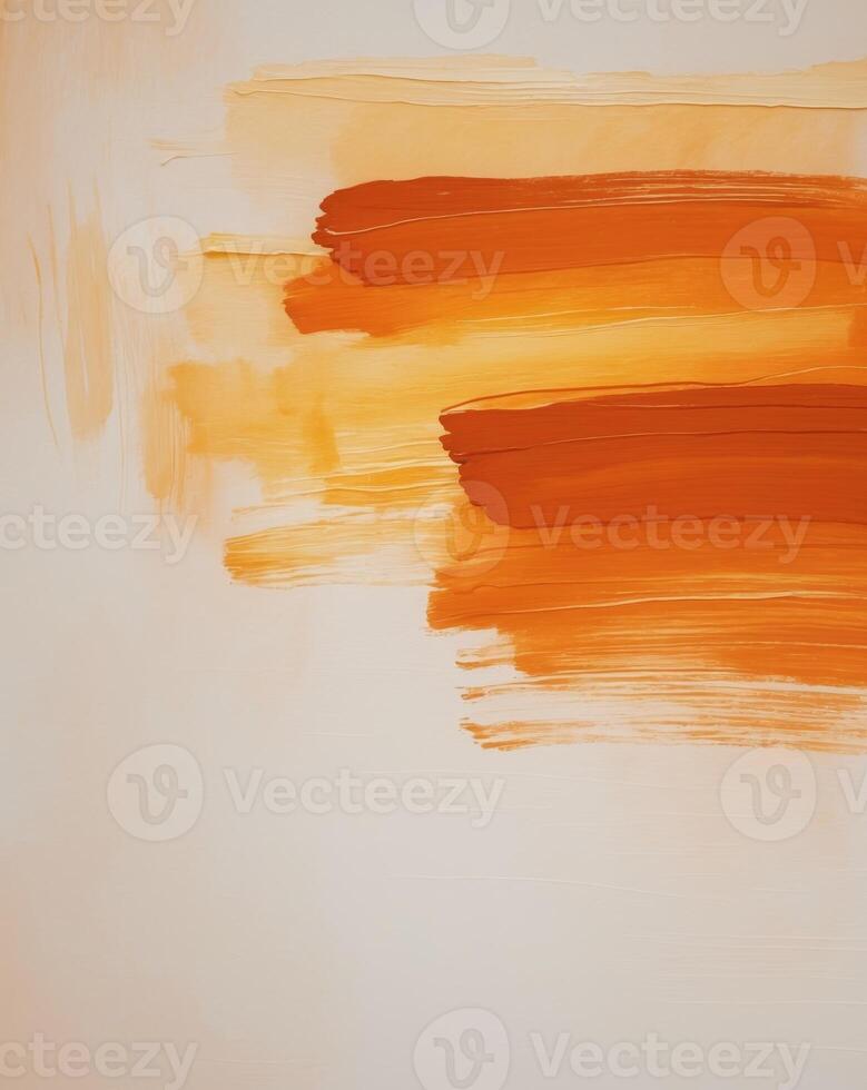 Orange paint brush strokes on a white background photo