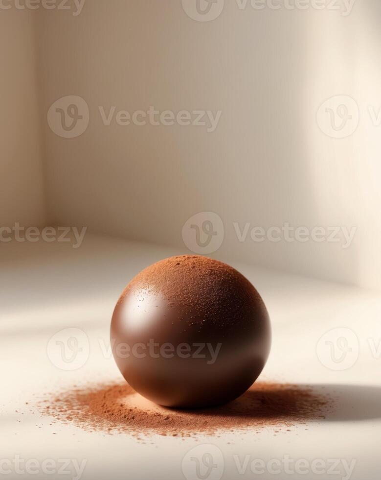 Spherical chocolate delight adorned with cocoa dust captures the essence of indulgence in a sweet moment. photo