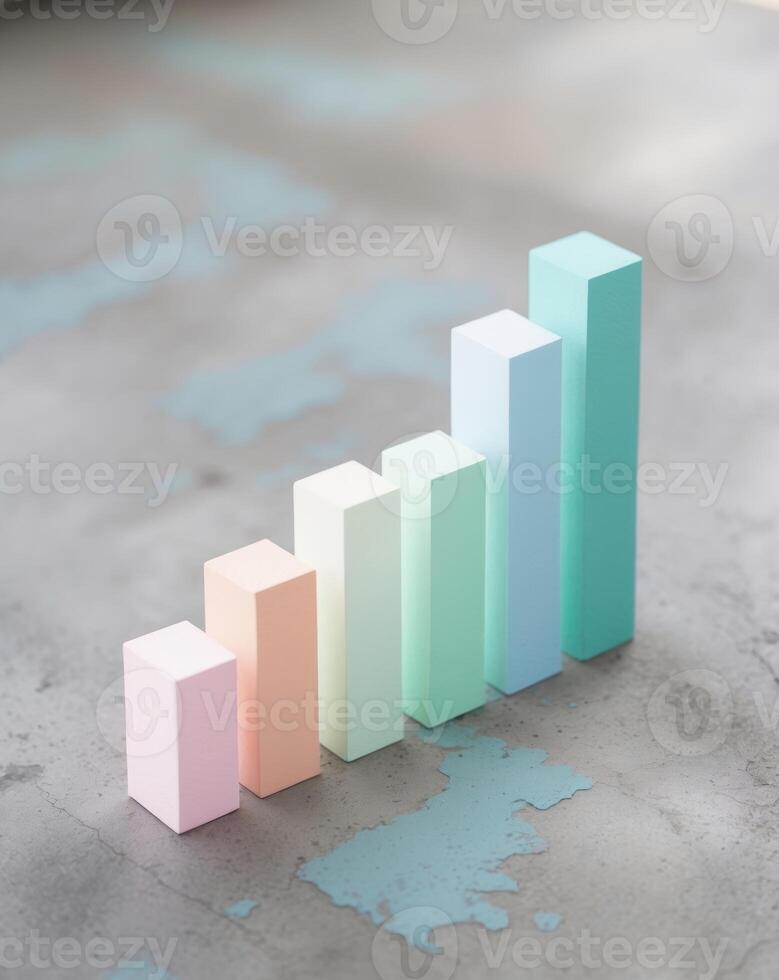 Pastel colored bar graph showcasing progress and growth on a concrete surface. photo