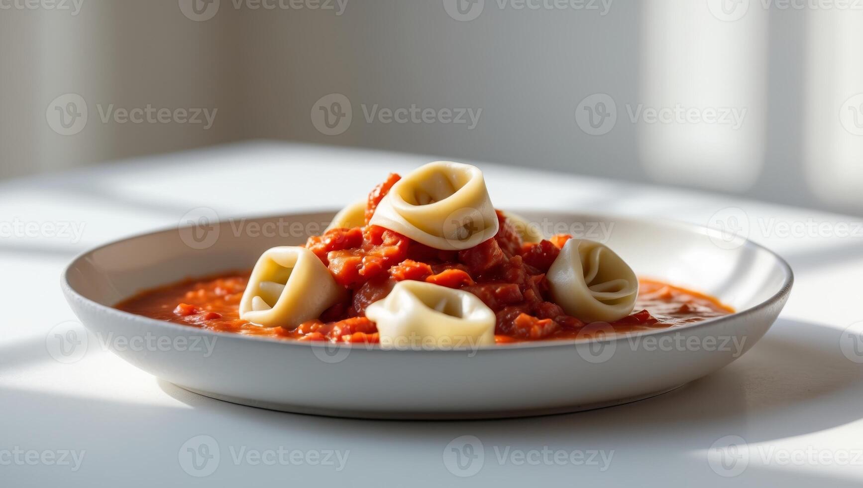 Fresh tortellini with homemade tomato sauce. photo
