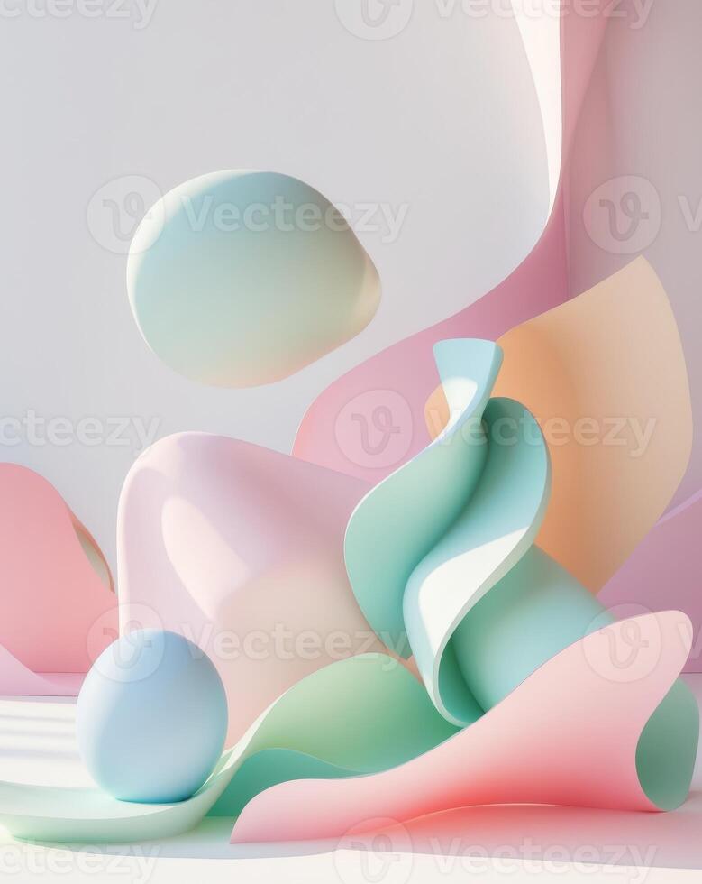 Abstract design with pastel colors and shapes. photo