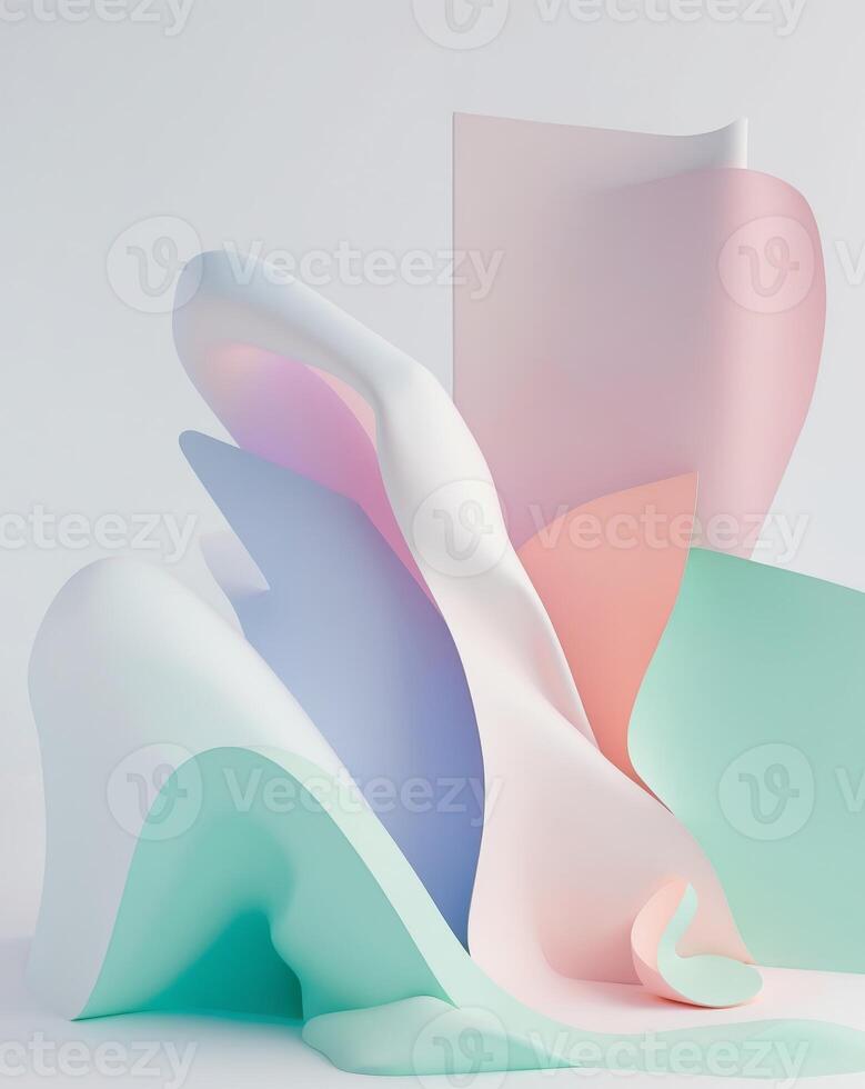 Abstract design with pastel colors and shapes photo