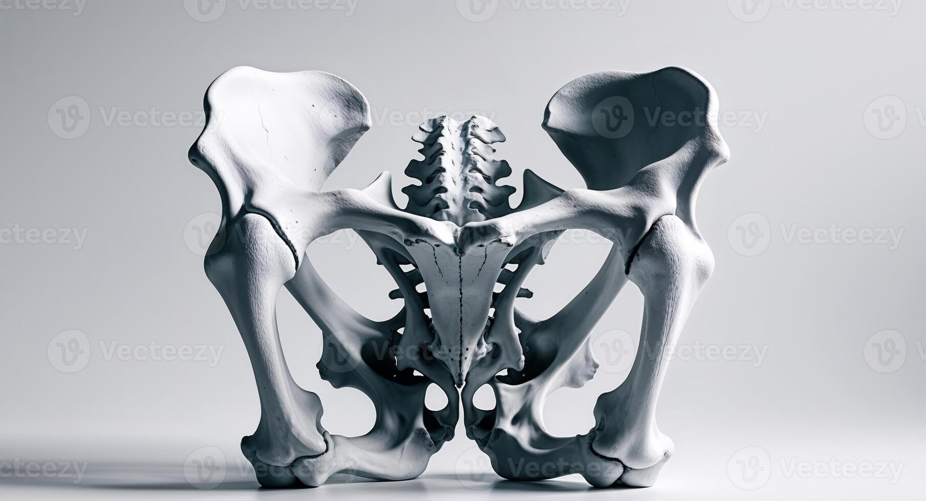 Bone structure depicting the pelvic region of an animal. photo