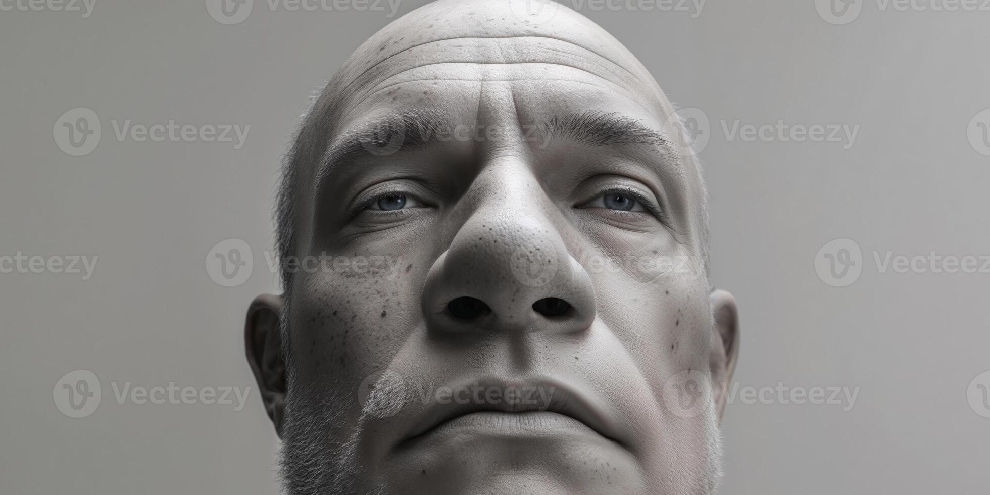 Man with a very large nose and a very large forehead photo