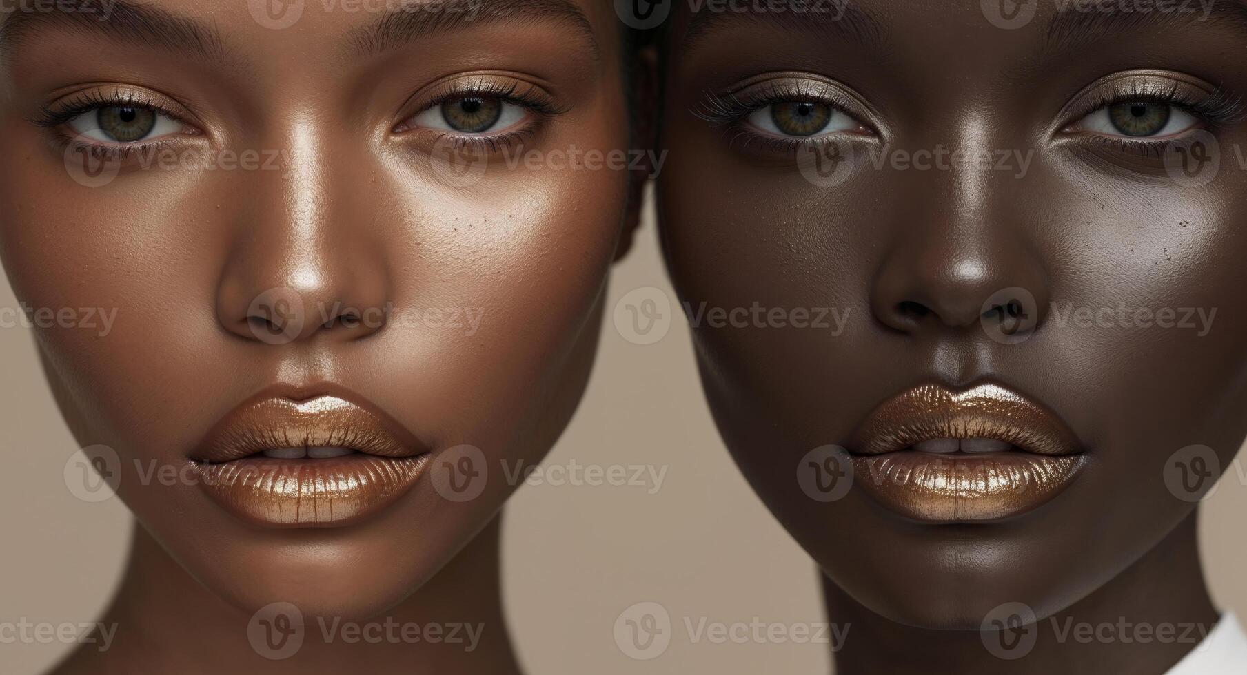 Two black women with different skin tones photo