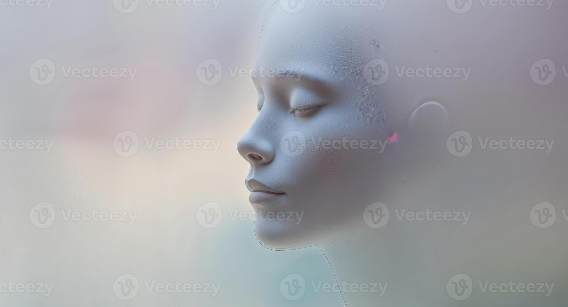 Silhouette of a face in pencil offering a serene representation of inner peace with soft pastel colors. photo