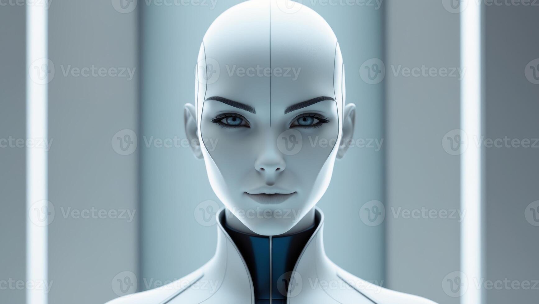 A woman with a futuristic head and body photo