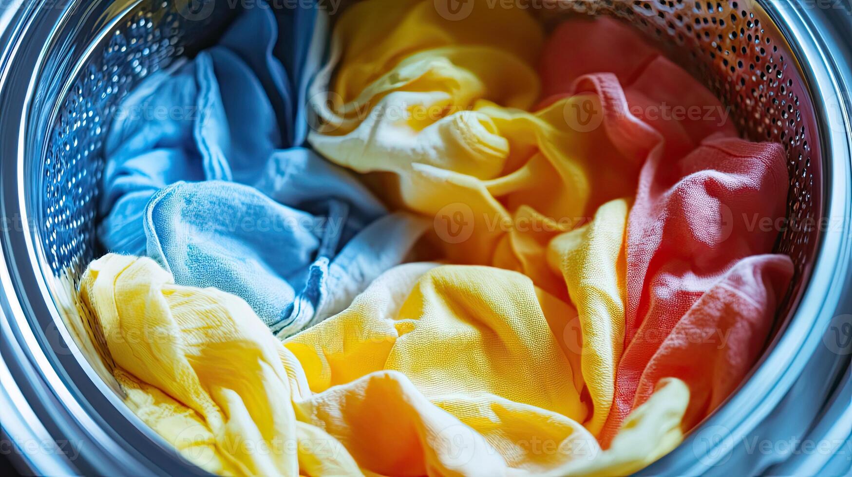 Vibrant Clothes Spinning in the Washing Machine photo