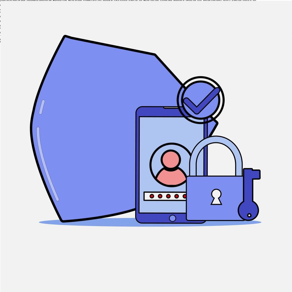 A blue phone with a lock and a lock icon vector