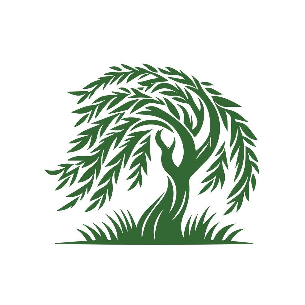 willow tree logo design vector