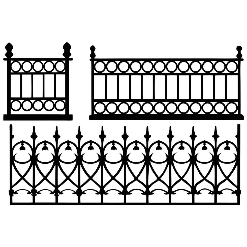 fence and fence elements design on a white background vector