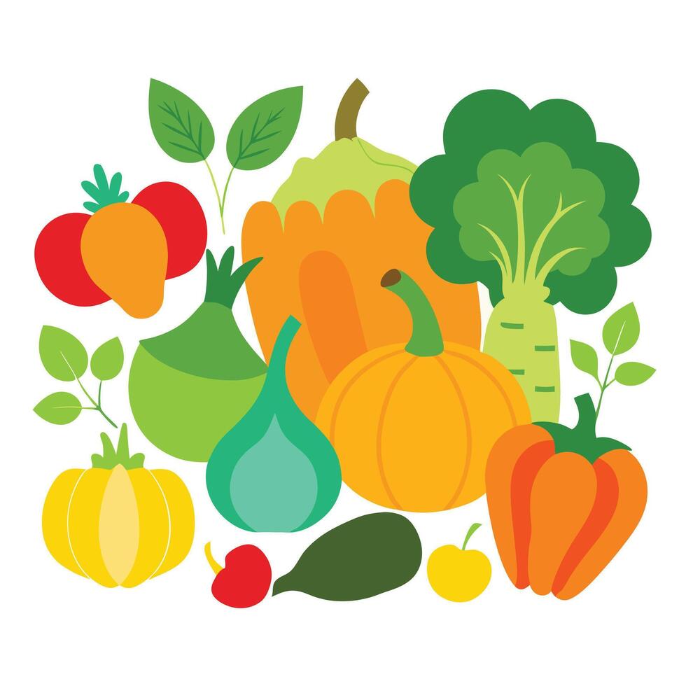 Creative of an Colorful fresh organic vegetables designs vector