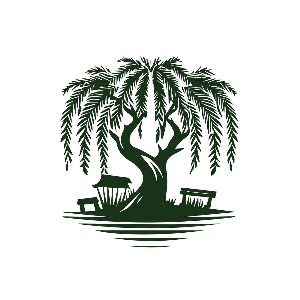 Willow tree logo design on a white background vector