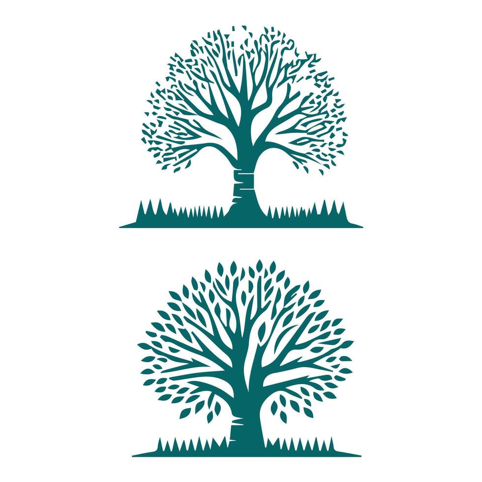 tree icons set silhouette illustration vector