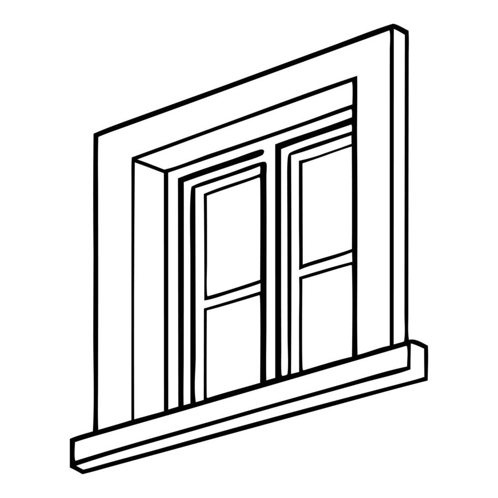 A black and white drawing of a window vector