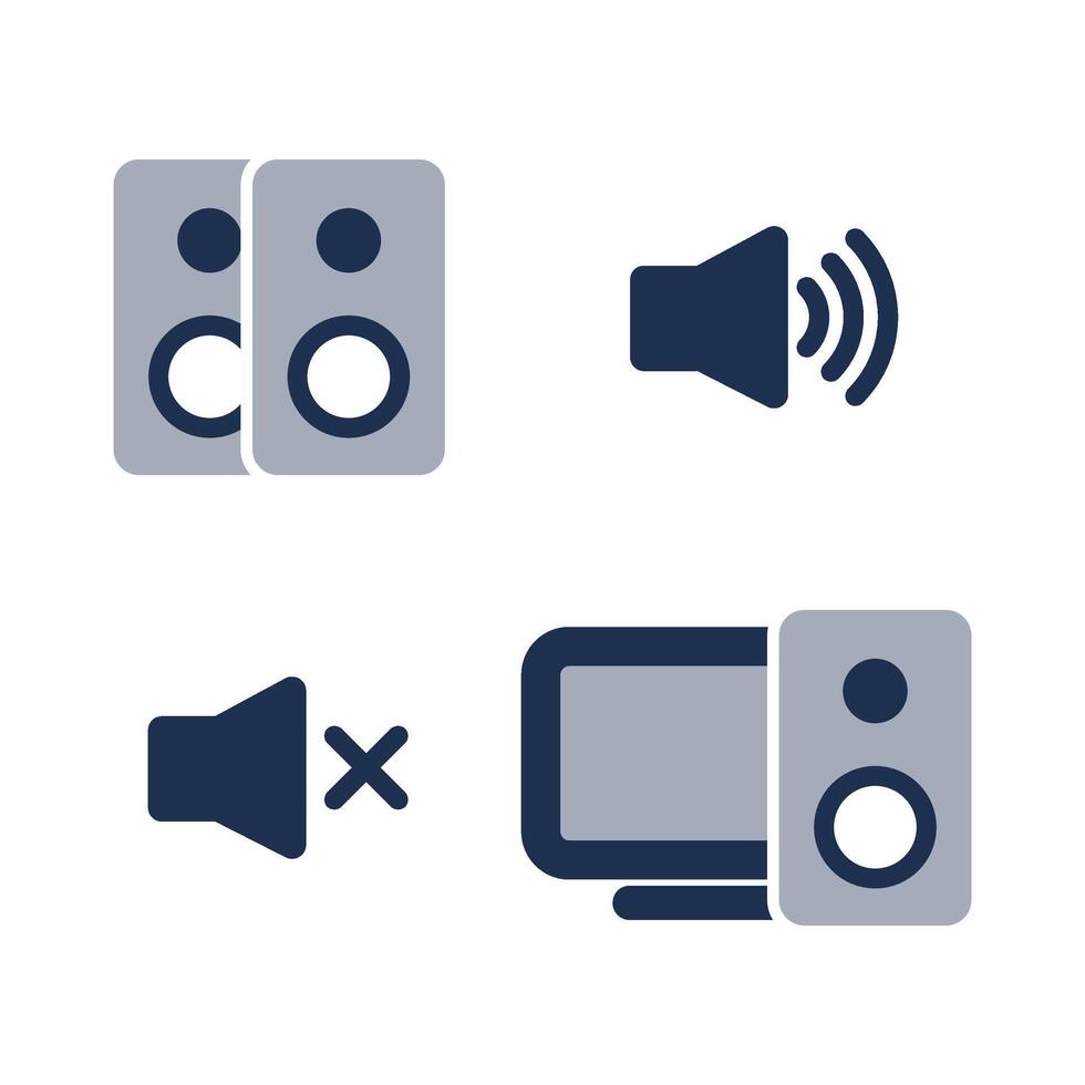 Speaker icon Black and White with volume. Stroke Editable. Stock Illustration vector