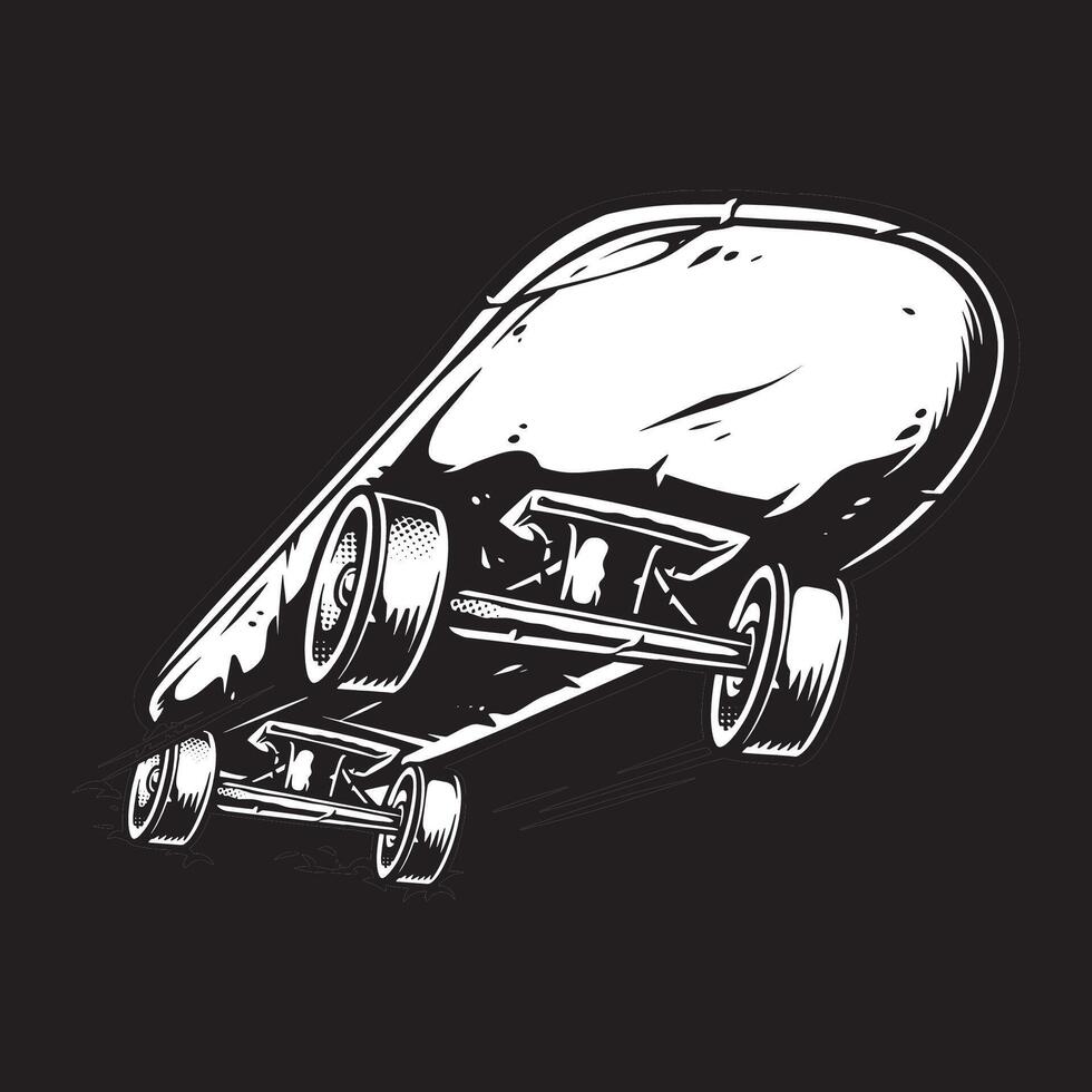 Vintage engraving Black and White Skateboard Illustration vector