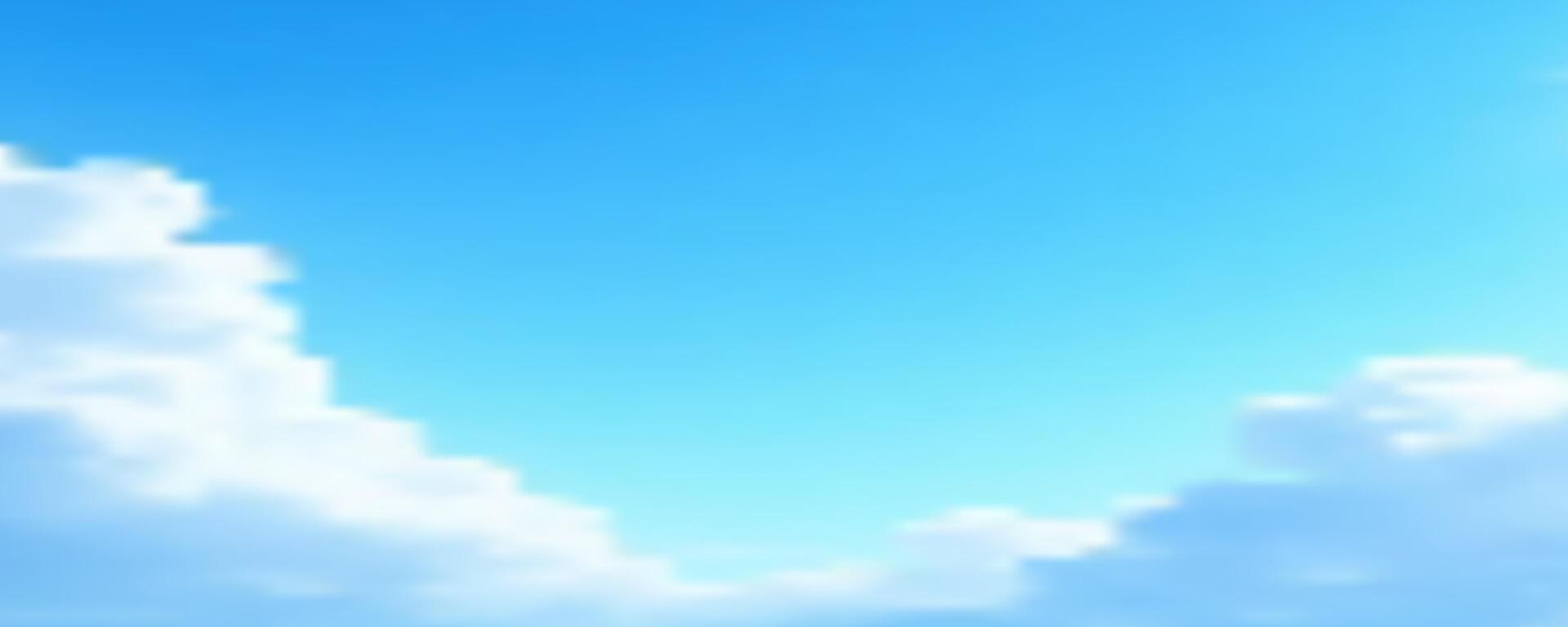 Bright blue sky with fluffy white clouds floating in the clear atmosphere. Background view. vector