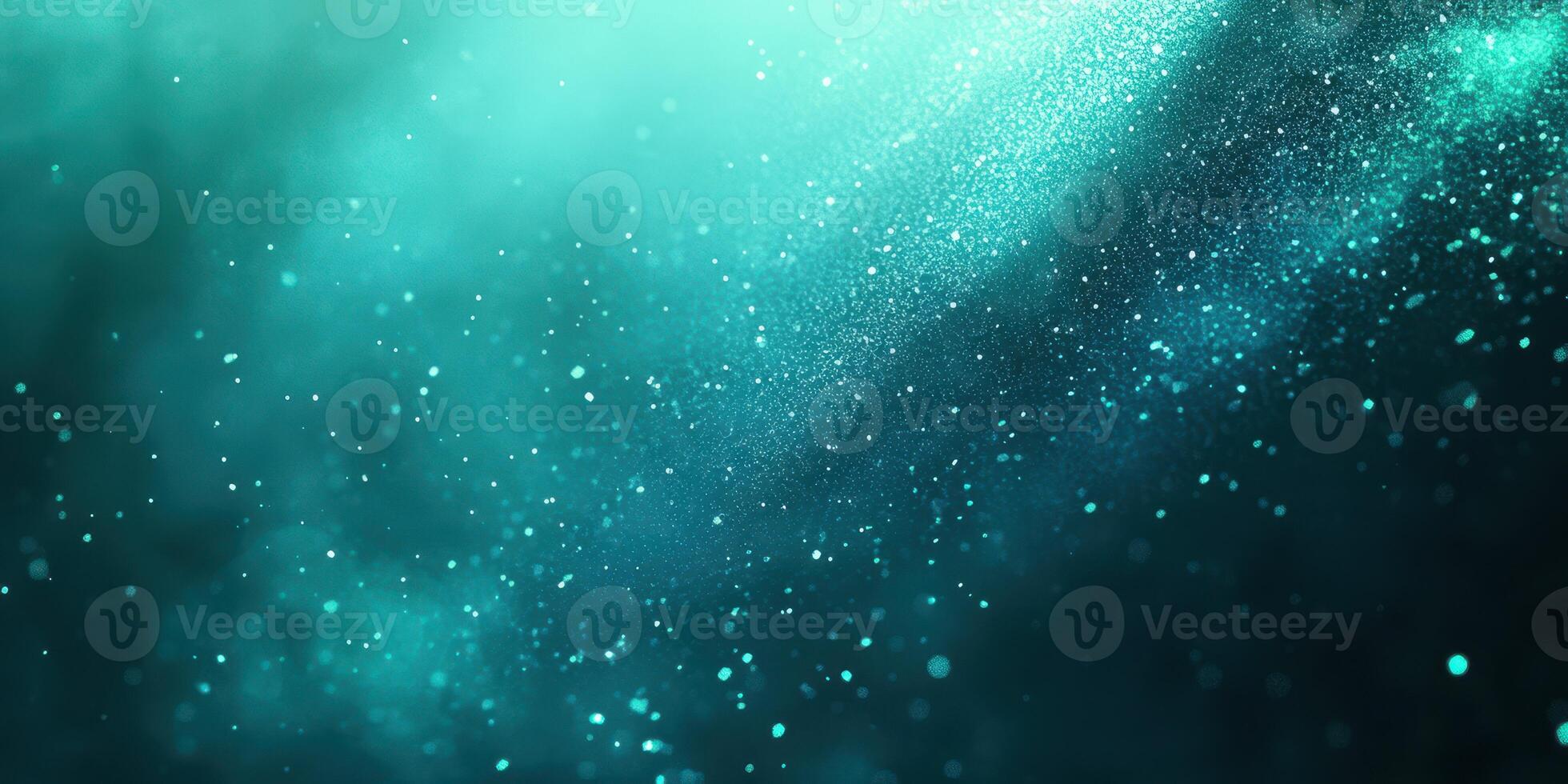 Particles of light drift in a tranquil aqua haze during a magical evening photo