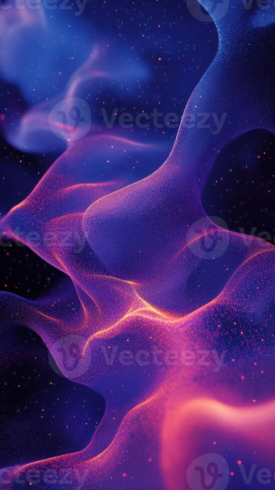 Colorful abstract wave patterns with luminous details glowing in deep blue space photo
