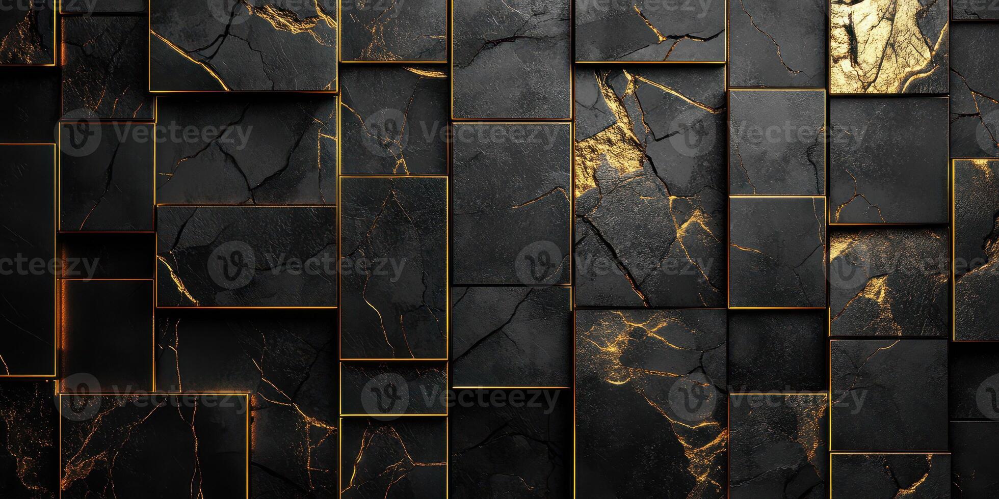 Elegant black and gold textured wall featuring geometric patterns and cracks in a modern design space photo