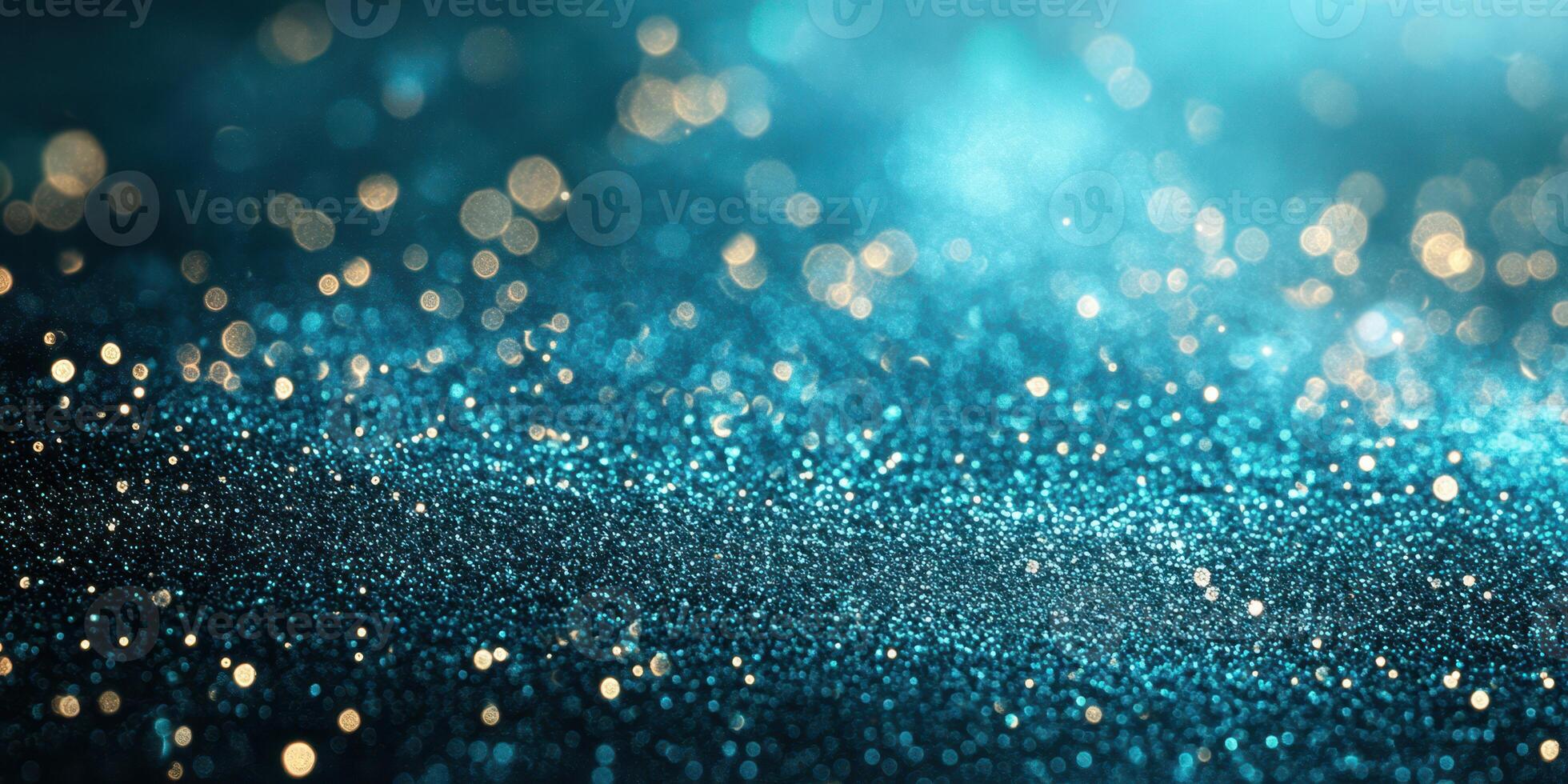 Shimmering blue and gold particles create a magical atmosphere in a sparkling display of light and color photo