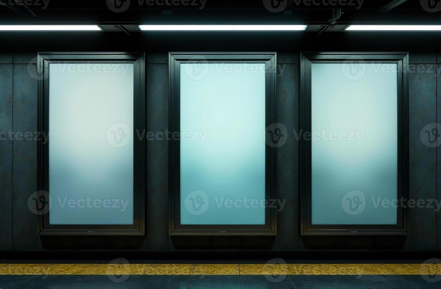 Rectangular White stunner Advertising Sign Poster Billboard Subway Mockup photo
