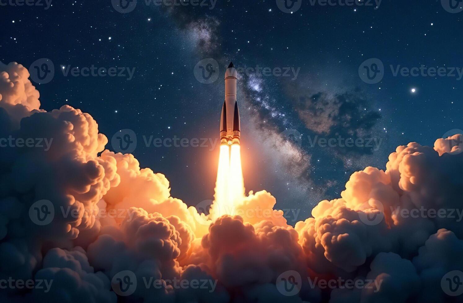 The launch of deep spacecraft, cosmos mission in an open galaxy photo