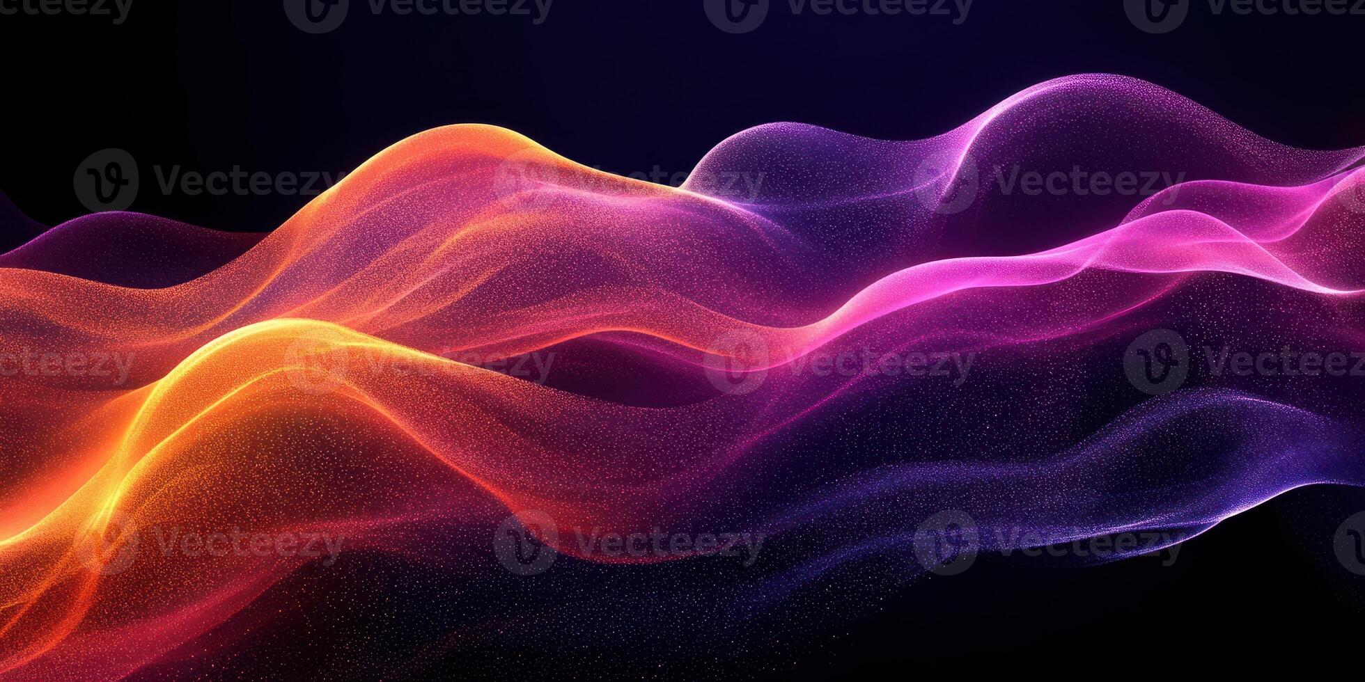 Vibrant waves of color flow gracefully against a dark backdrop in a captivating digital artwork photo