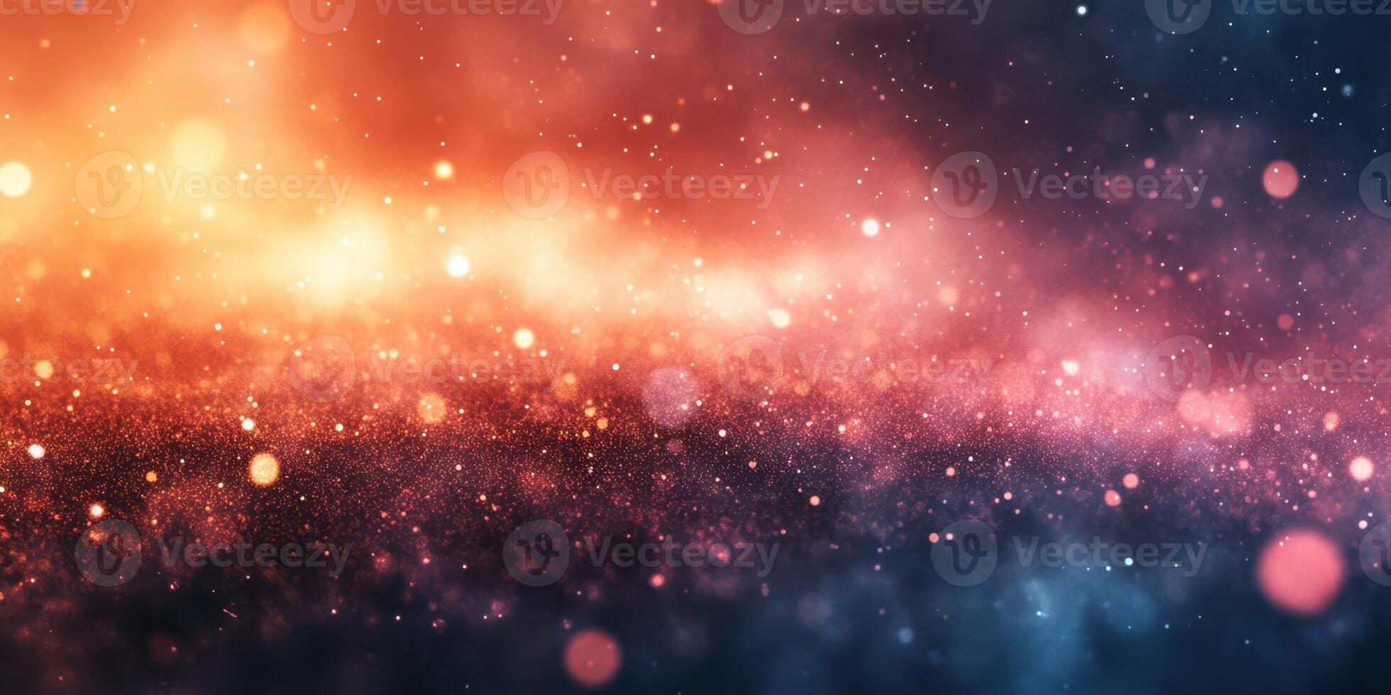 Colorful bokeh lights create a dreamy atmosphere in a cosmic setting at dusk photo