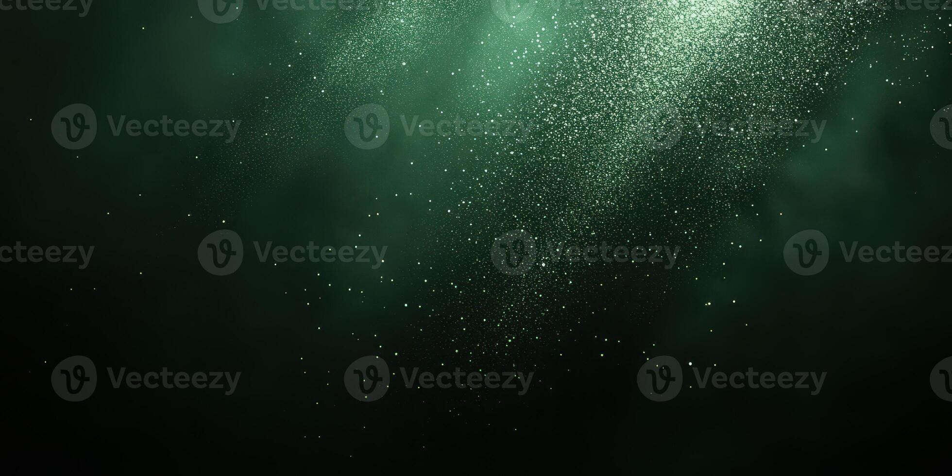 Starlit green dust particles floating in dark space create an ethereal atmosphere during a celestial event photo