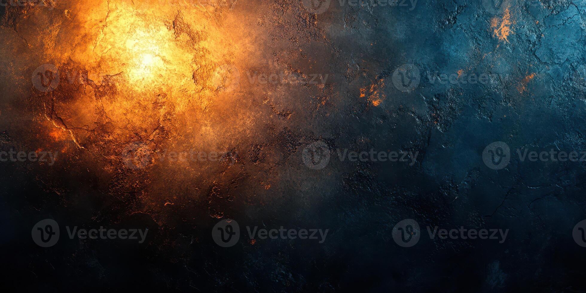 Abstract representation of fiery orange and deep blue textures with contrasting light and shadow effects in a dynamic composition photo
