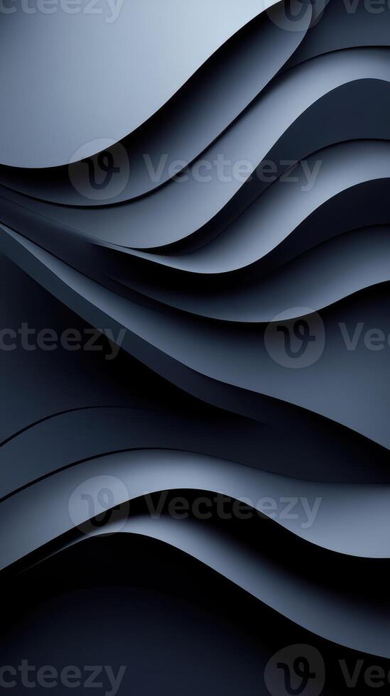Dark waves of layered abstract design create a sense of depth in a modern setting photo