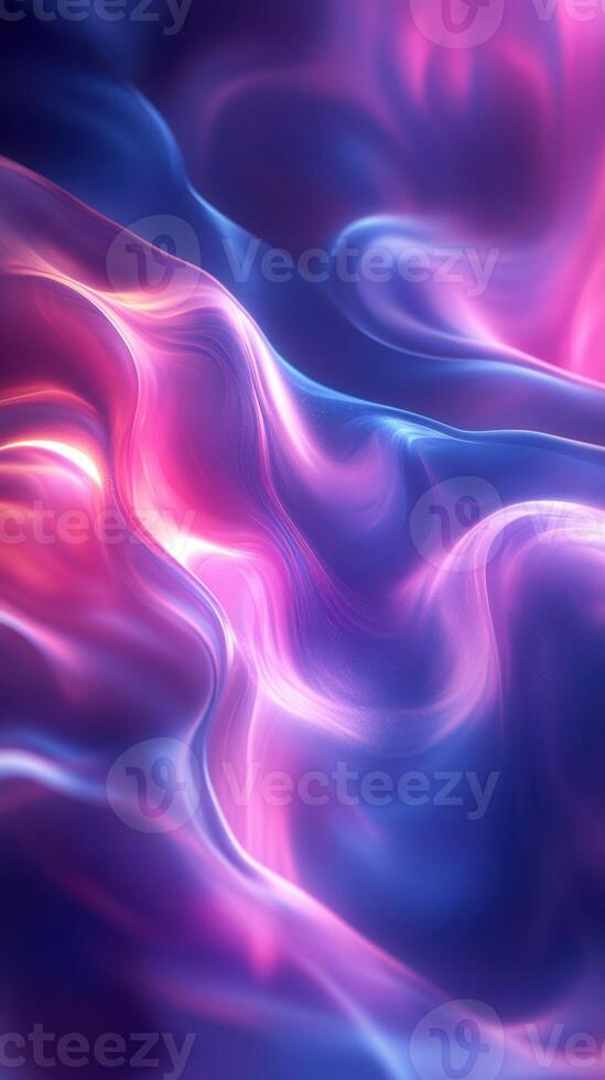 Colorful abstract waves flowing smoothly in vibrant hues of pink and blue during evening light photo