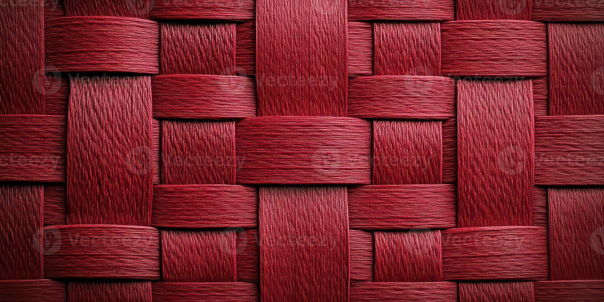 Red woven textile background showcasing intricate patterns and textures photo