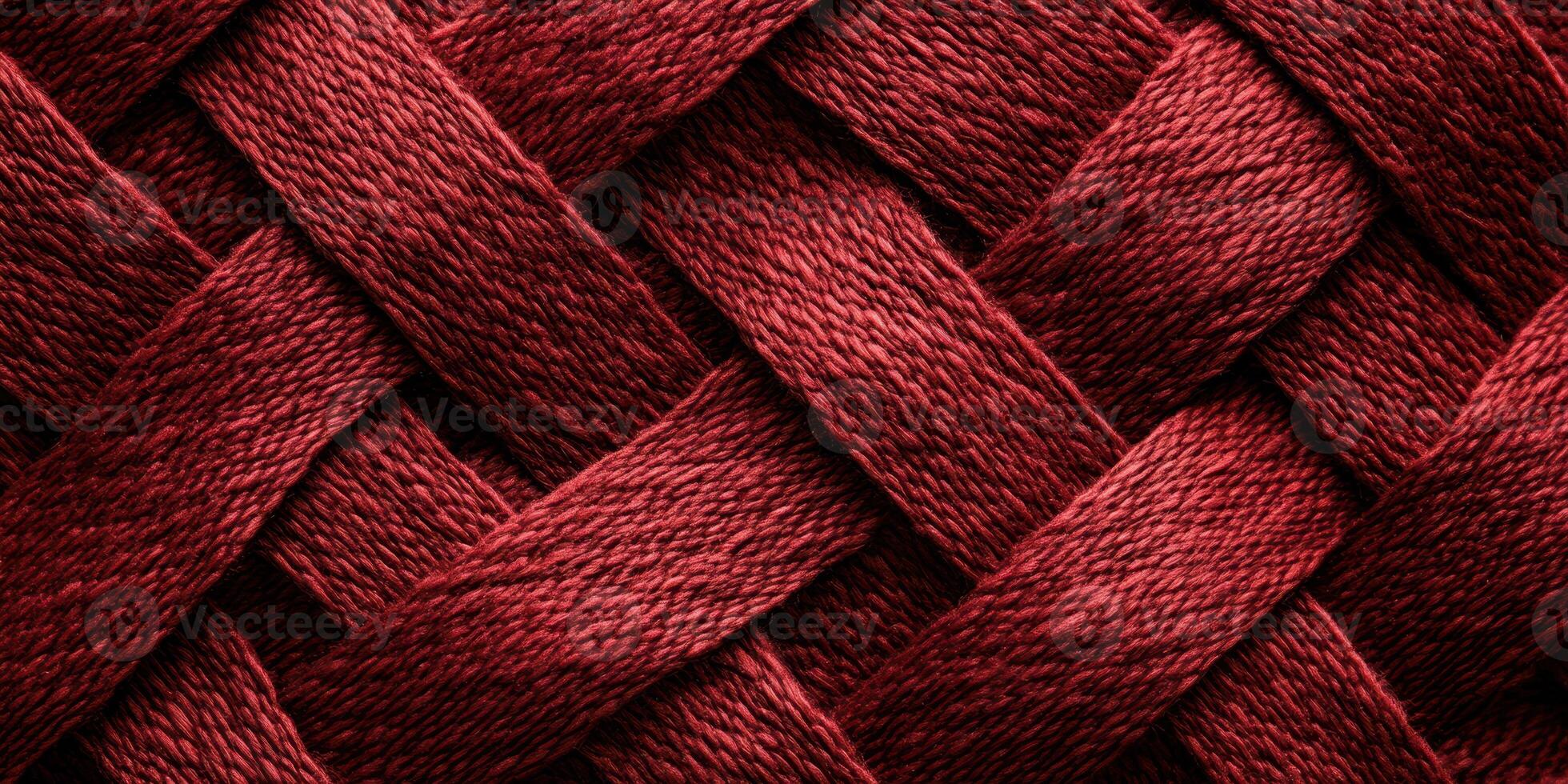 Deep red woven fabric showcasing intricate patterns and textures, perfect for crafts and design projects photo