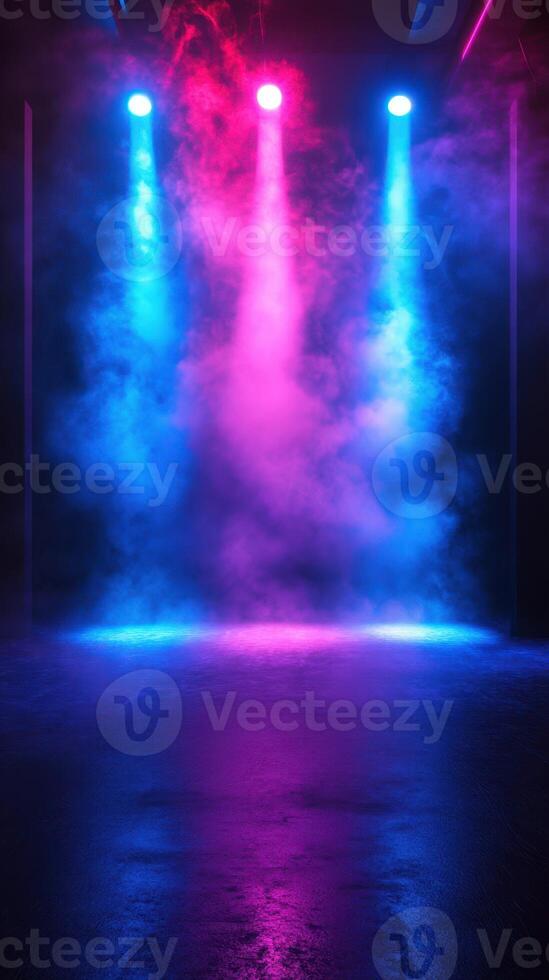 Colorful lighting with fog creates an immersive atmosphere in a performance space during an evening event photo