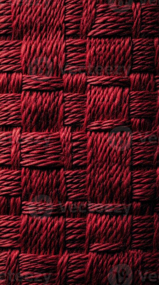 Woven red fabric showcasing intricate design and texture in natural lighting photo