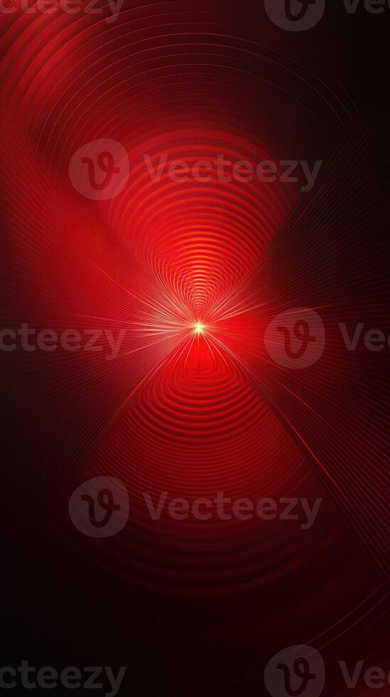 Vibrant red abstract artwork featuring concentric patterns radiating from a central point photo