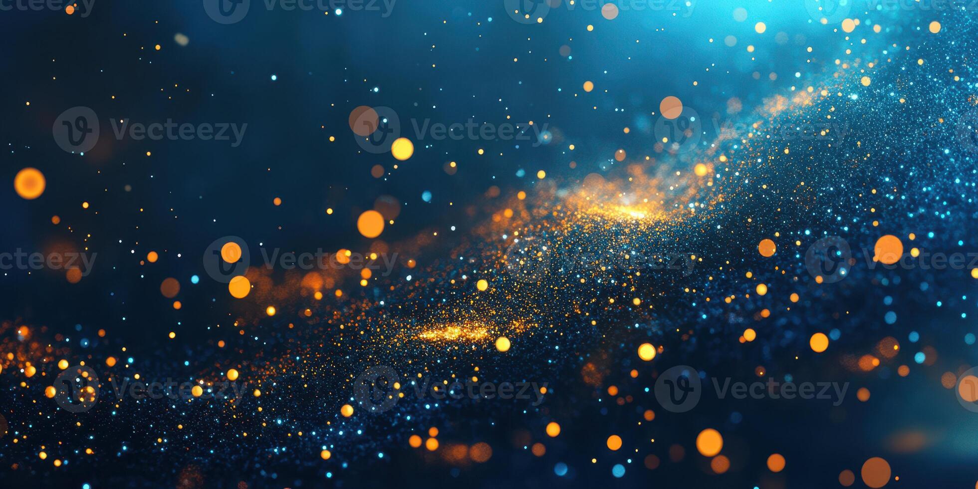 Colorful particles swirl together in a cosmic background with vibrant lights and textures photo