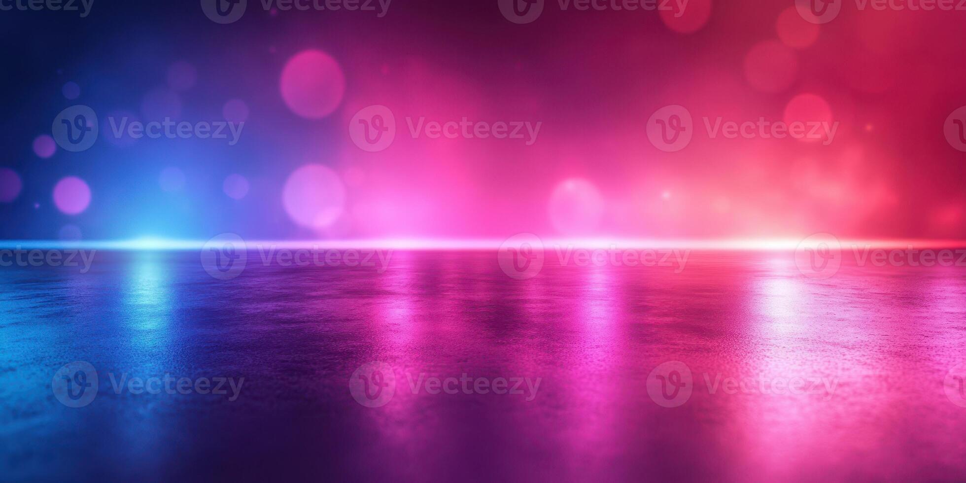 Colorful lights create a vibrant atmosphere at an indoor event in the evening photo