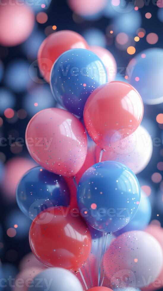 Colorful balloons fill the air at a festive celebration with sparkling details in a vibrant atmosphere photo