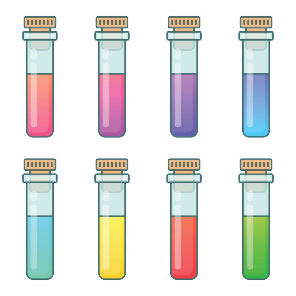 Colorful test tubes with different liquids in them vector