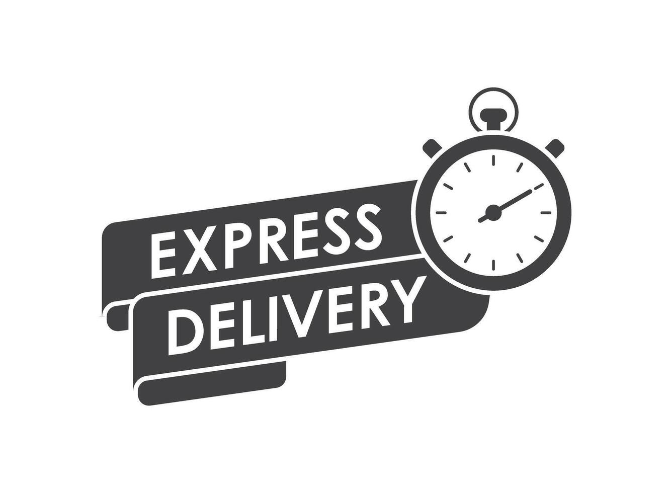 Express delivery logo with a clock and ribbon vector