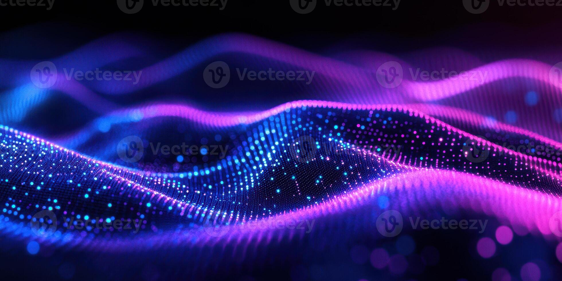 Abstract digital waves of vibrant colors create a mesmerizing display in a dark environment photo