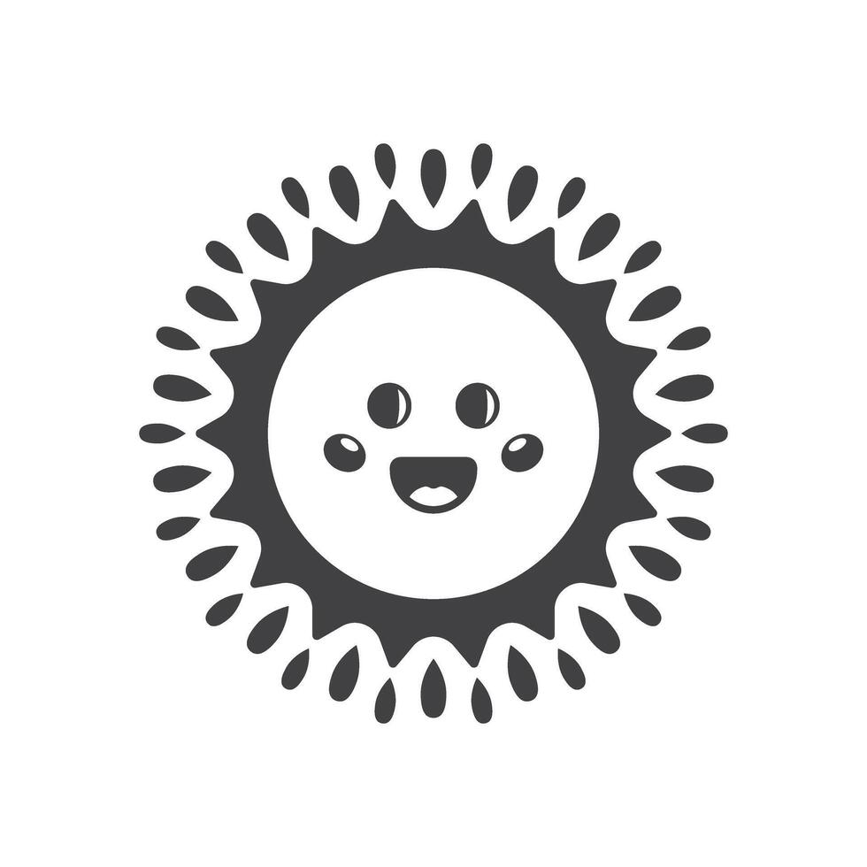 Sun icon with smiling face on white background vector