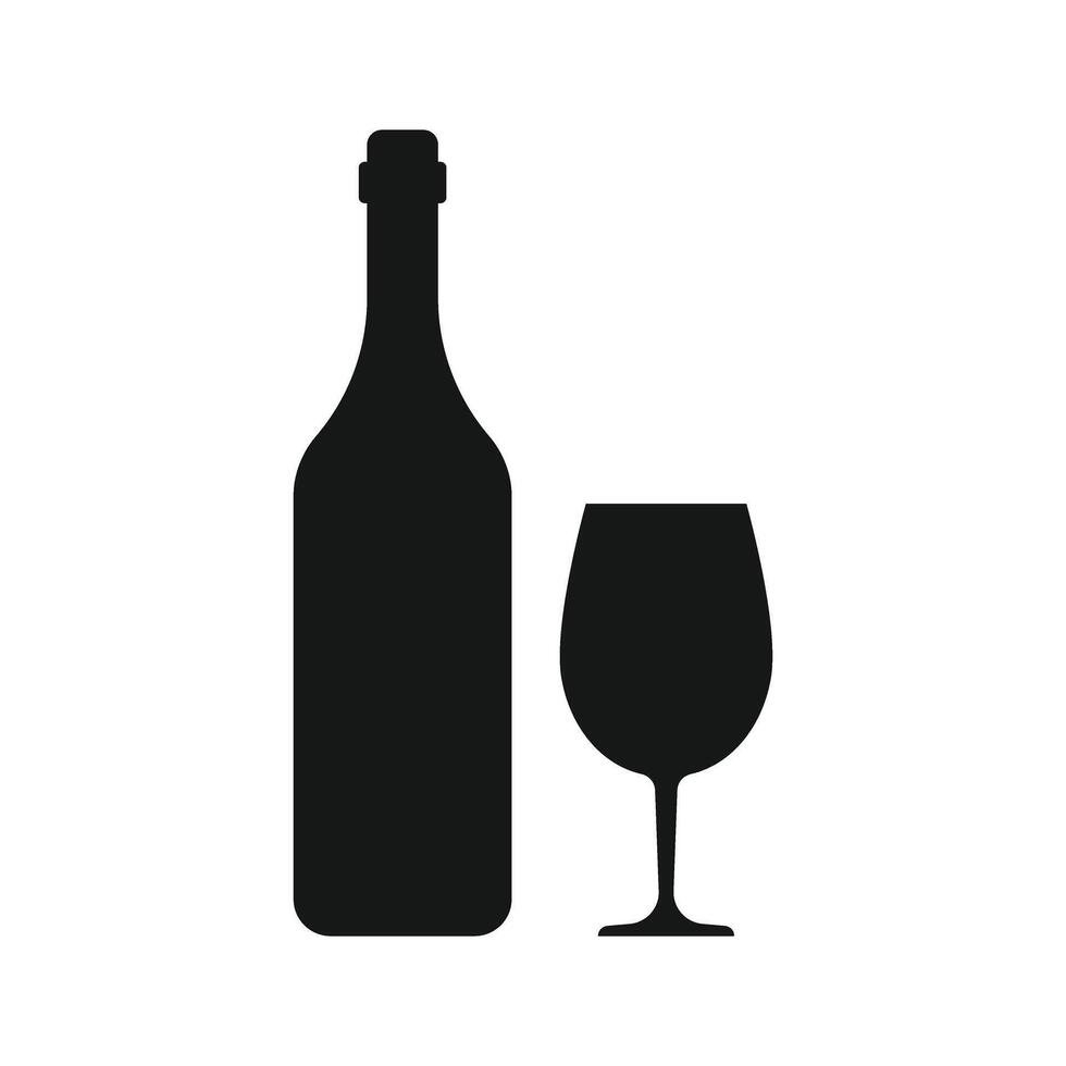 A bottle and glass of wine on a white background vector