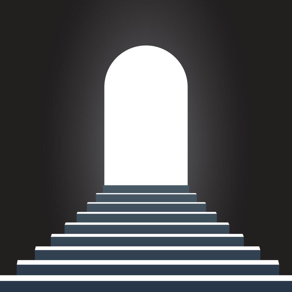 A stairway leading to an open door vector
