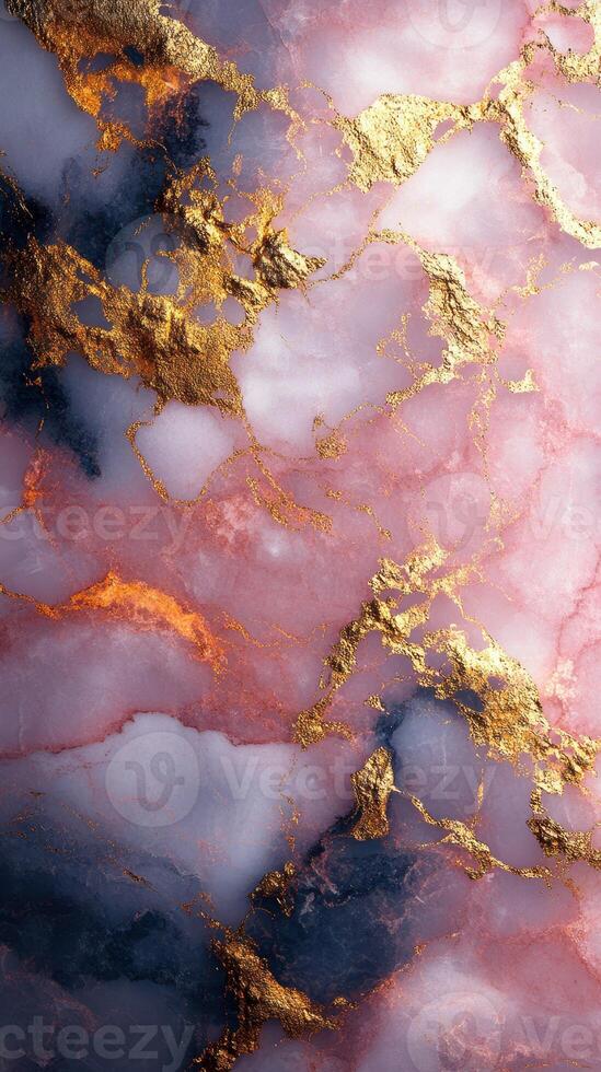 Elegant marble texture with gold accents featuring pink and dark tones photo